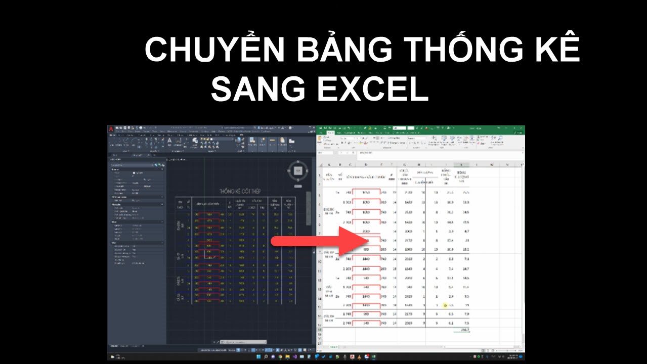 Cách chuyển thống kê đo bóc từ AutoCAD sang Excel
